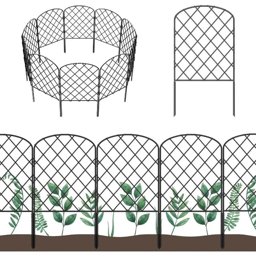 OUSHENG 19 Pack Decorative Garden Fence Total 20ft L x 24in(H) Animal Barrier Border Rustproof Metal Wire Section Edging Fencin