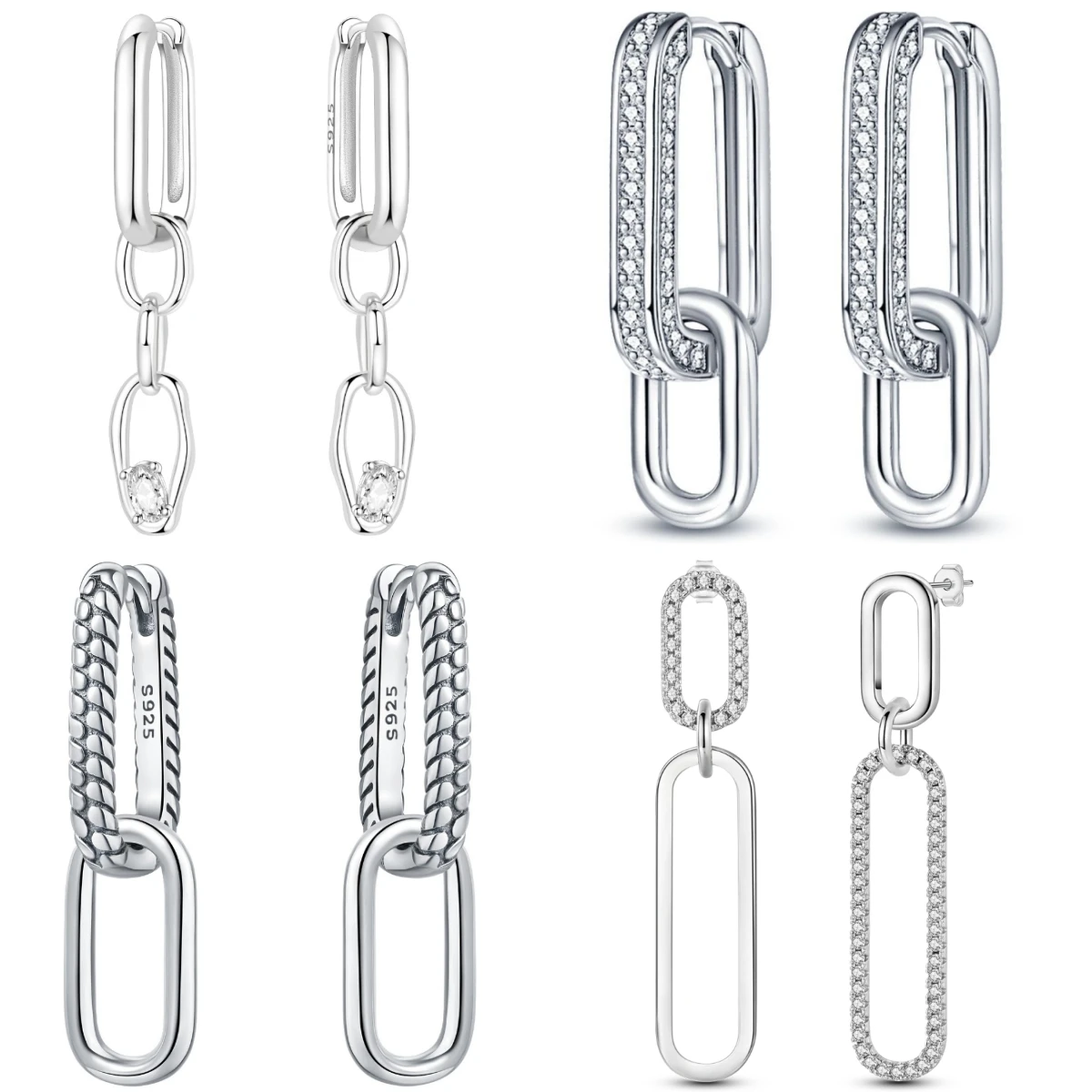 

PANPOKI 925 Sterling Silver Detachable Chain Earrings Jewelry Hoop Earrings Women Jewelry Party Trendy Festival Gifts