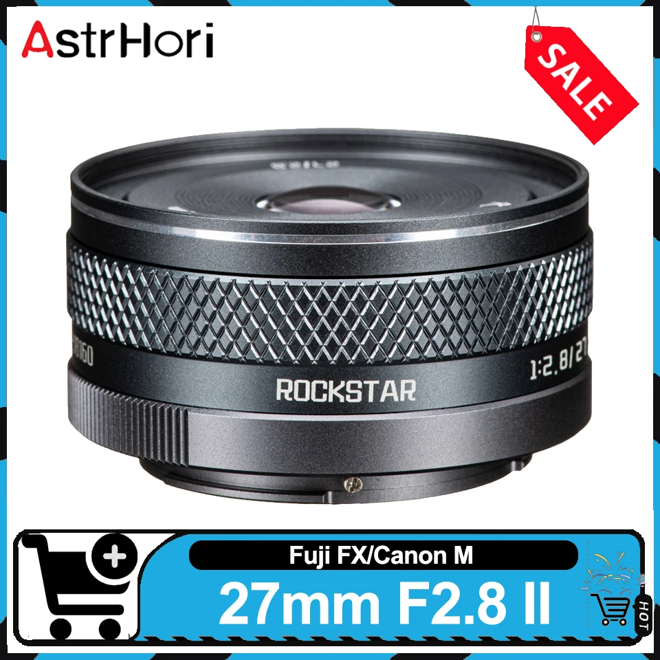 Astrhori 27mm F2.8 II APS-C Hang Up Fix Focus Cookie Lens Manual Focus Wide Angle Camera Lens for Fuji FX Canon M