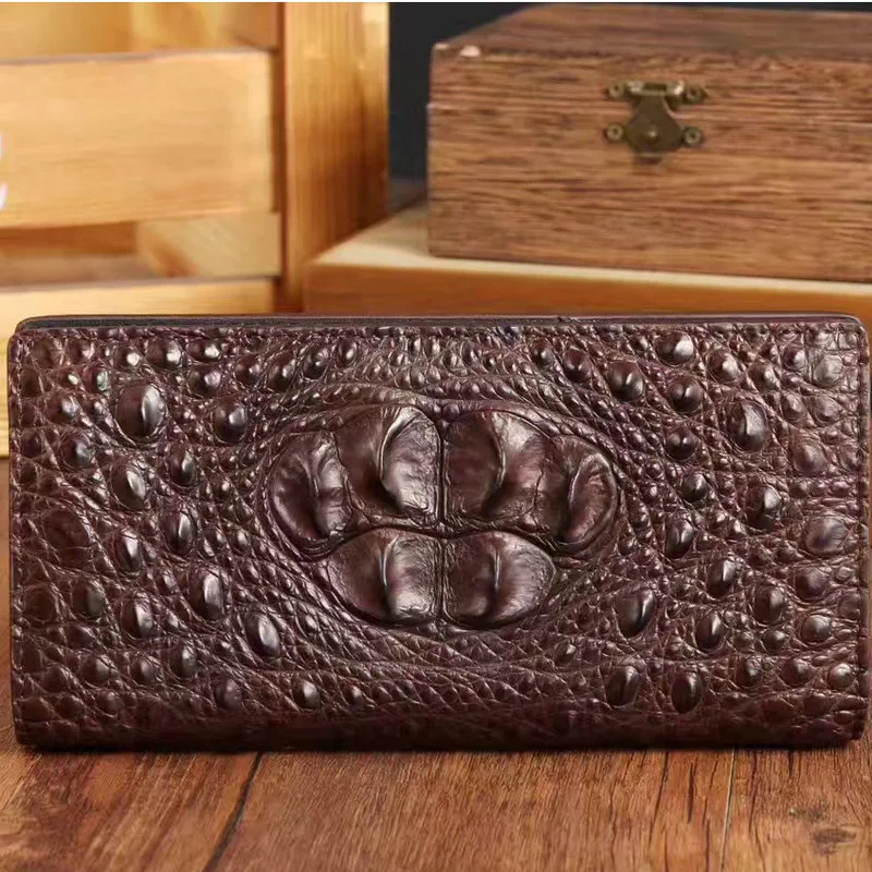 New Thai Crocodile Mens Suit Clip Casual Fashionable Genuine Leather Long Wallet Female Large Capacity Multiple Card Slots Purse
