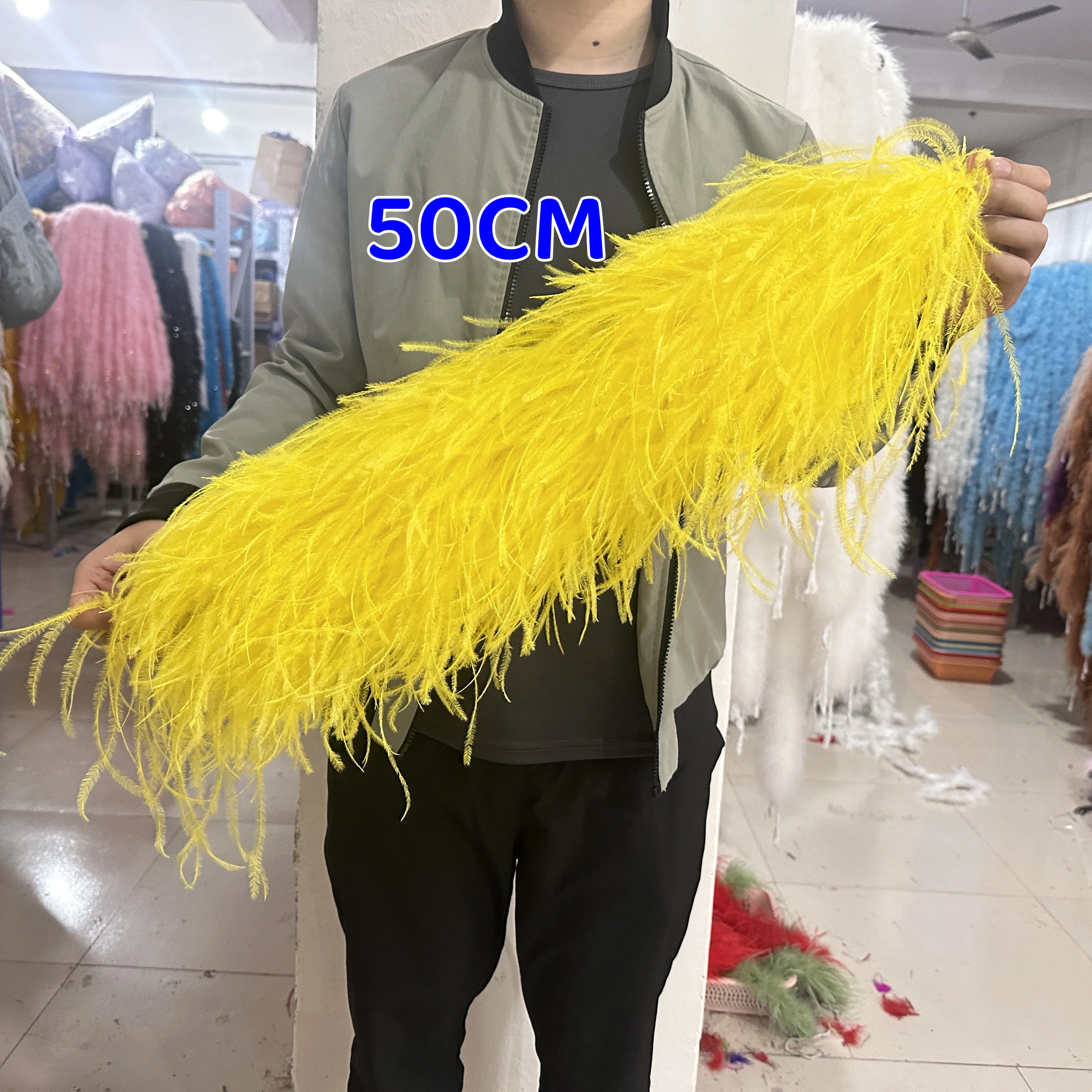 

Customized Boa High Quality Ostrich Feather Trims Scarf 0.5M Natural Plume Decoration Shawl for Party Dress 6 8 10 15 20Ply