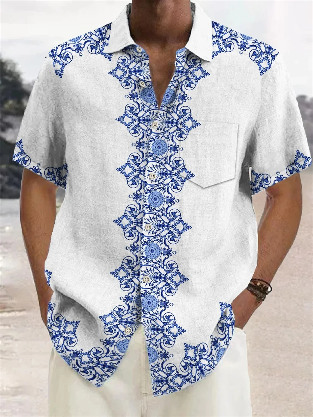 

Mens Shirt Vintage Ethnic 3D Print Short Sleeve Casual Button Shirt Summer Beach Shirts Shirt Holiday Casual Blouse Streetwear