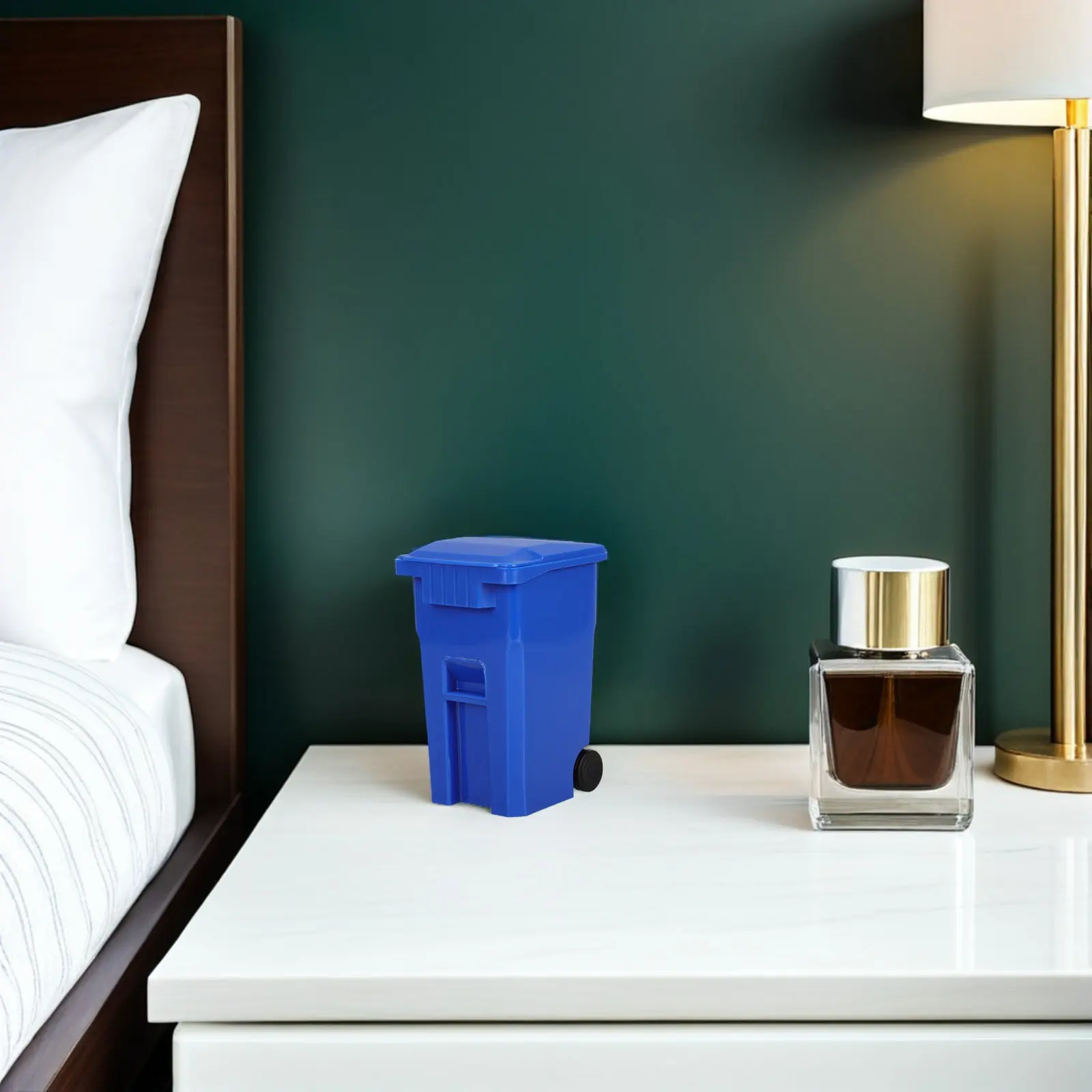 Mini Desk Trash Can 2 Pack with Lid Small Desktop Waste Bin Plastic Tabletop Garbage Container for Office