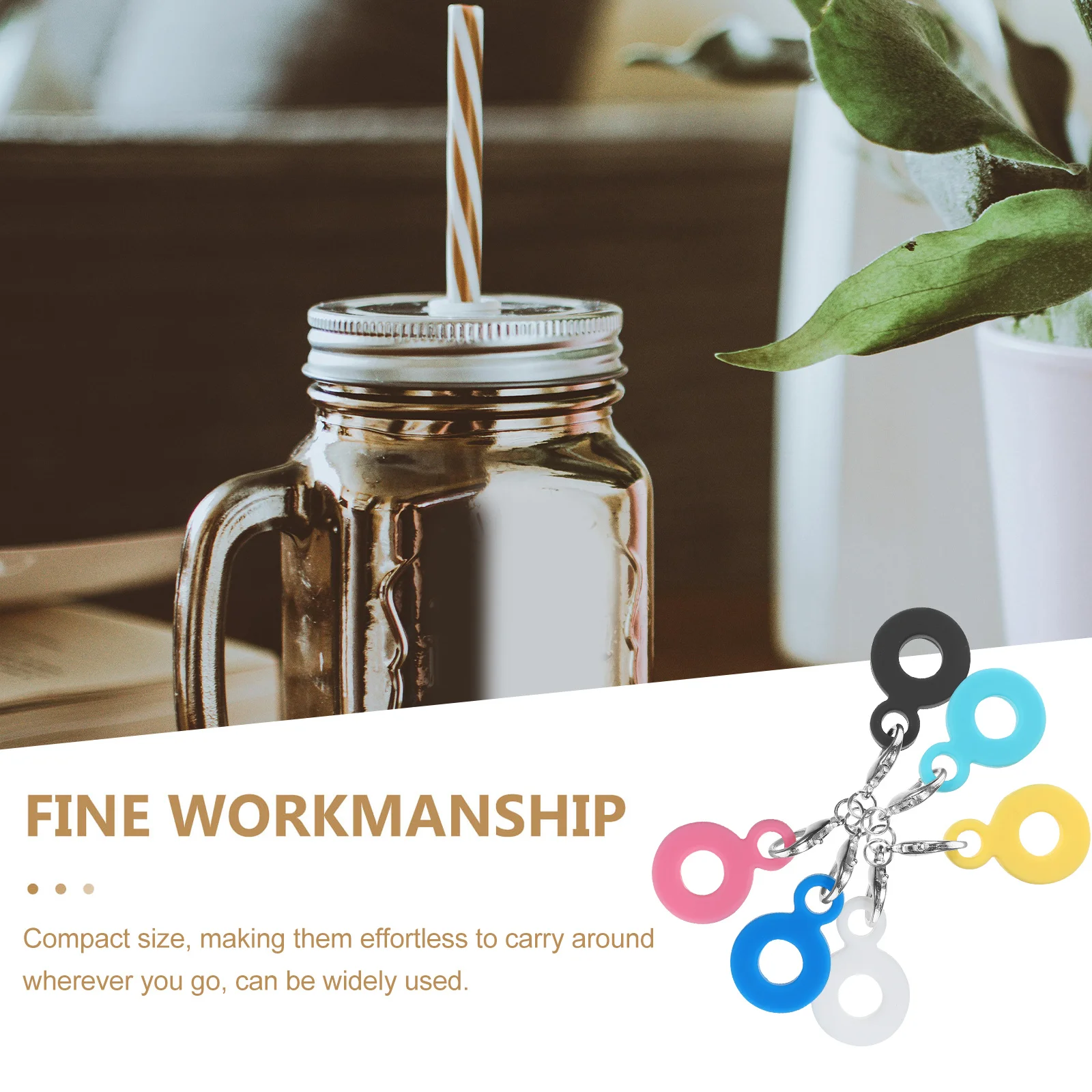 

6pcs Straw Pendant Reusable Silicone Decor Cup Charms Reusable Straw Hanging Pendant Wavy Hanging Ornaments Easy Clean Non Slip