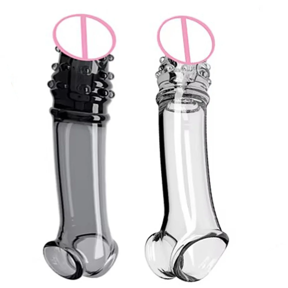 Male Penis Sleeve Enlargement Delay Ejaculation Vibrators Clits Massager Condom Cock Ring Vibrating Dick Cover Sex Toys for Men