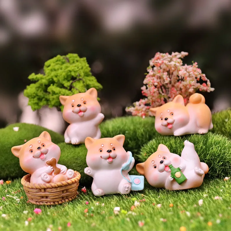 Akita dog handmade model doll resin crafts micro landscape ornaments Shiba Inu puppy doll cute jewelry desktop garden ornaments