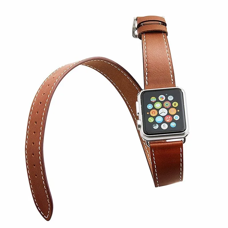 Double Tour Strap for Apple watch band 44mm 40mm 41mm 42mm 45mm 38 49  Leather bracelet iWatch series 6 se 3 ultra 7 8 9