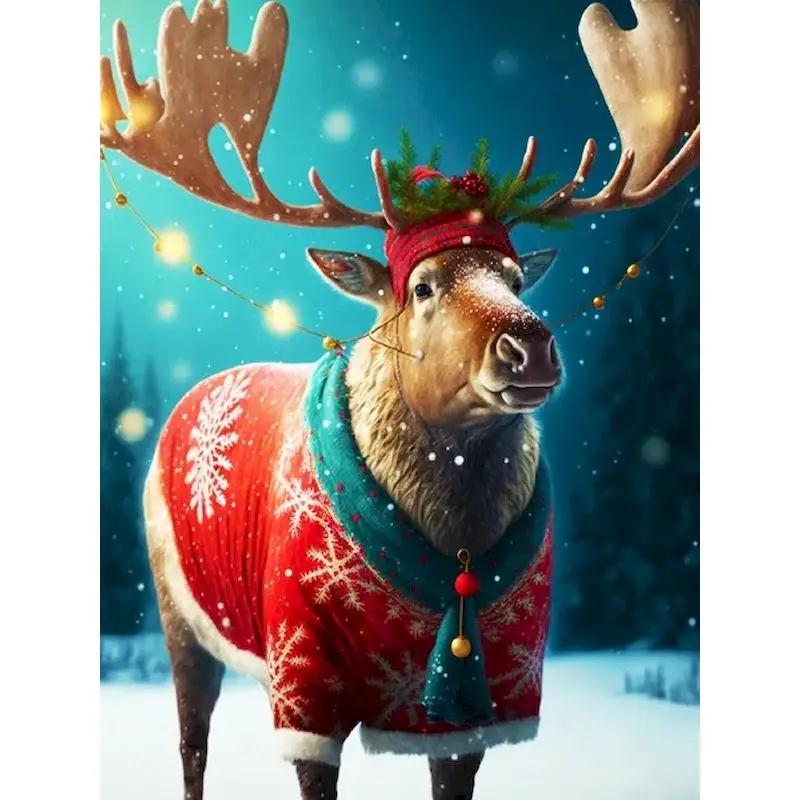 

CHENISTORY Painting By Numbers For Adults Animals Decorative Paintings Pictures Of Numbers Milu deer Christmas Home Decoration