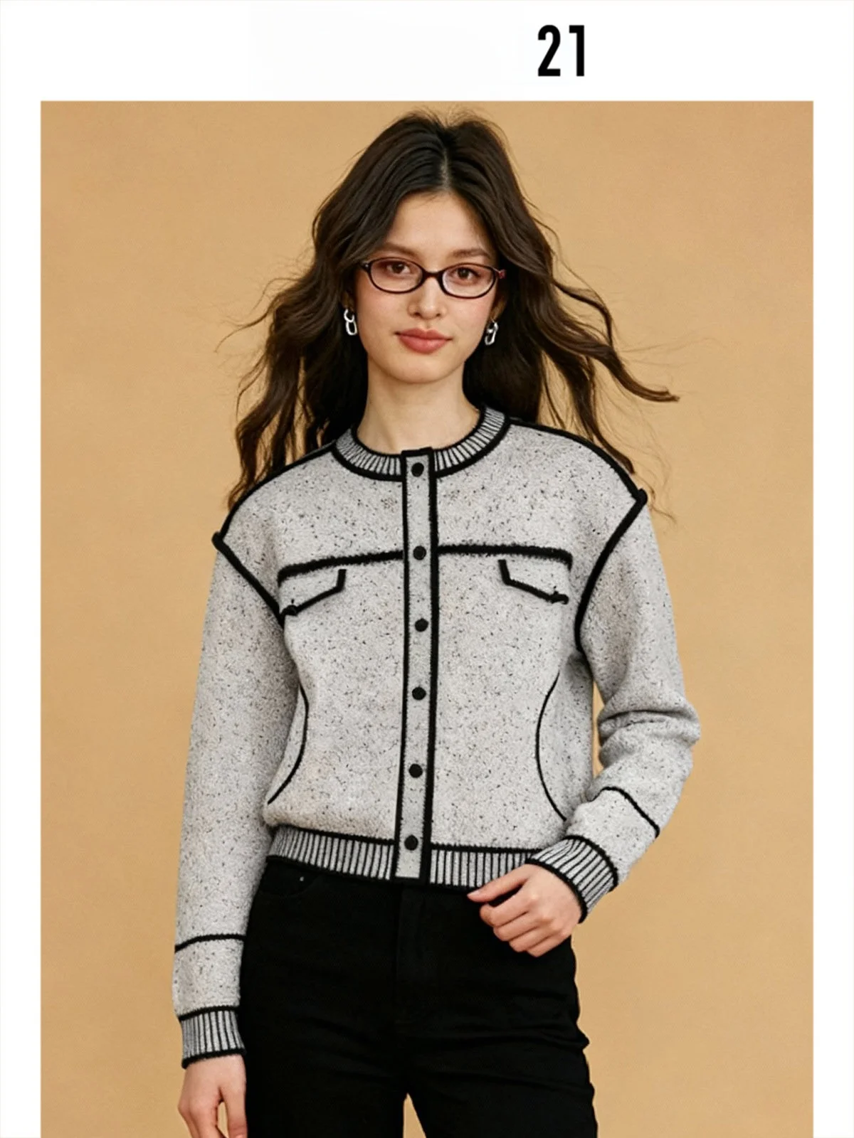 

Свитер Forever 2 Color Blo Round Ne, повседневный, укороченный, черный, верхняя одежда, осень-зима, стильный, высококачественный топ