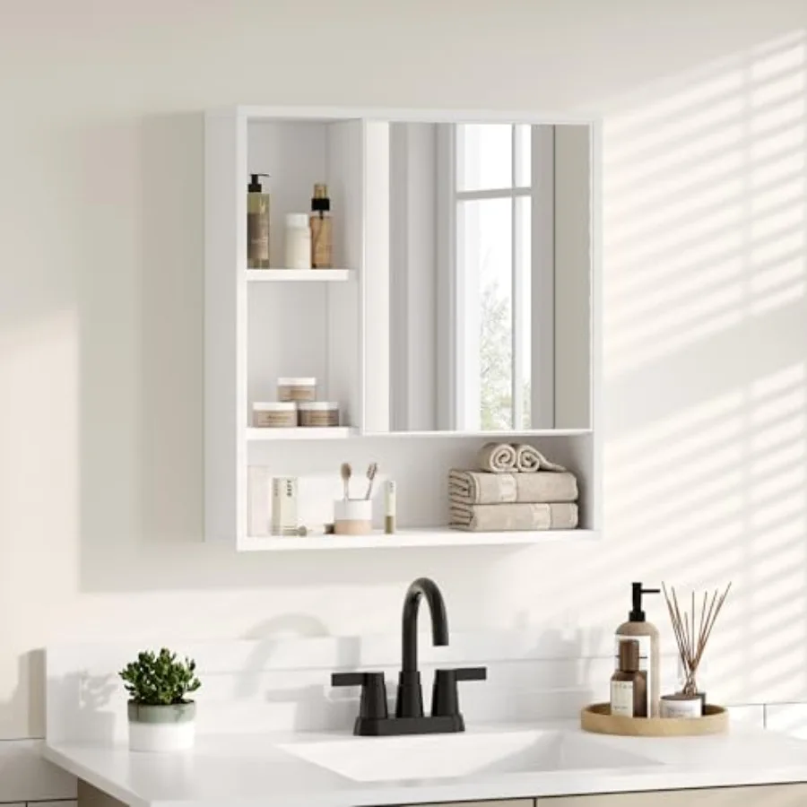 Bathroom Wall Mirror Cabinet Medicine Cabinet with Single Door and Adjustable Shelf Over The Toilet Space Saver Storage Cabinet