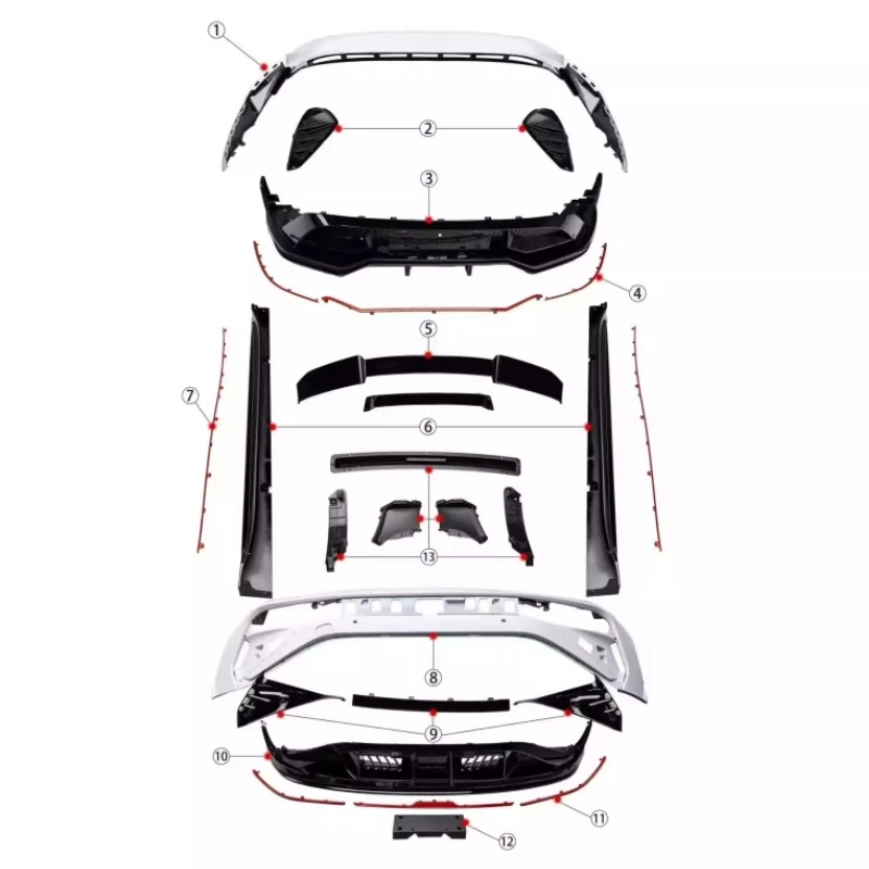 

Front Rear Bumper Side Skirts Tail Wing for ZEEKR 001 2021-2026 Modified New Style Body Kit Car Accessories