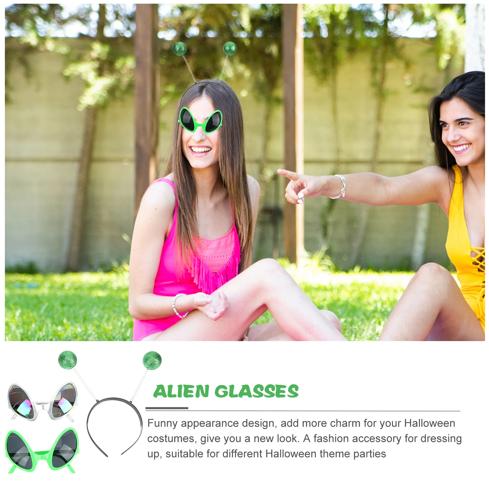 

1 set Antenna Headband Glasses Rainbow Lens Funny Party Costume Props Halloween Cosplay Accessories Martian Themed