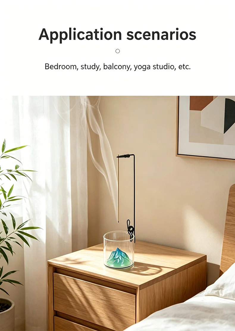 Glas-Räucherstäbchenhalter Berg-Räuchergefäß für Räucherstäbchen mit Aschefänger Anti-Asche-Räucherstäbchenhalter für Meditation Yoga Spa – Detail 6