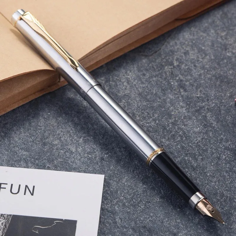 

A+Hero 200A 14K Gold Collection Steel Fountain Pen Steel Silver Barrel With Golden & Silver Clip Fine Nib 0.5mm Pen W/Gift Box