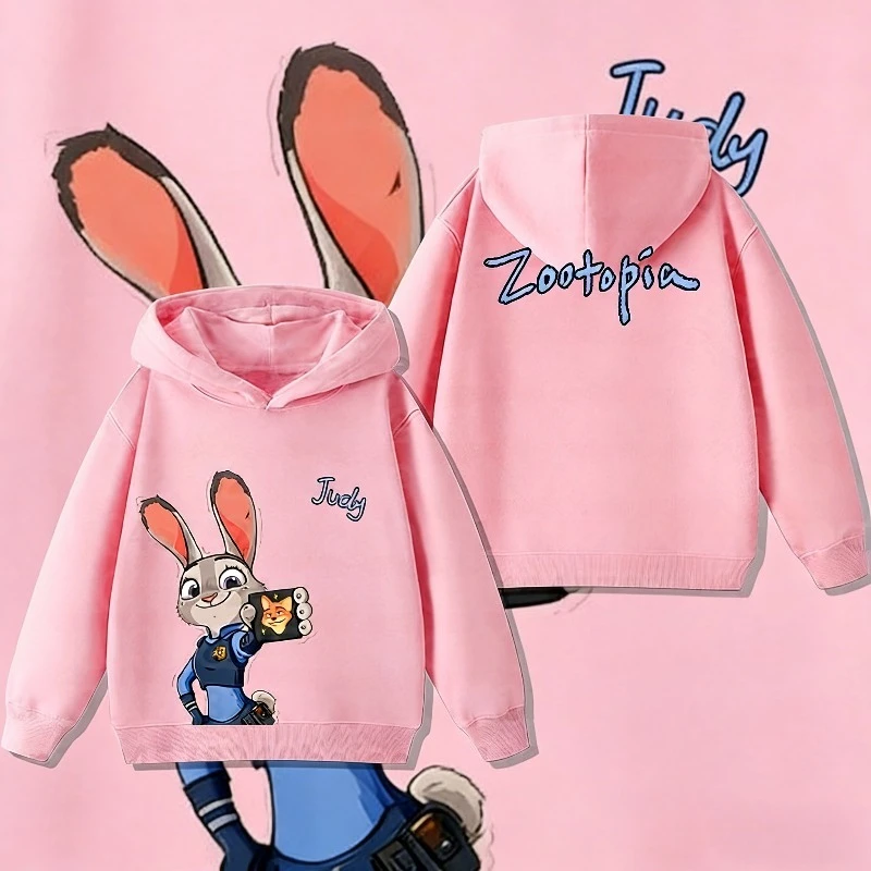 

Детская одежда в коллаборации с Zootopia, детская хлопковая толстовка с изображением кролика Джуди Ник, теплый топ для осени и зимы