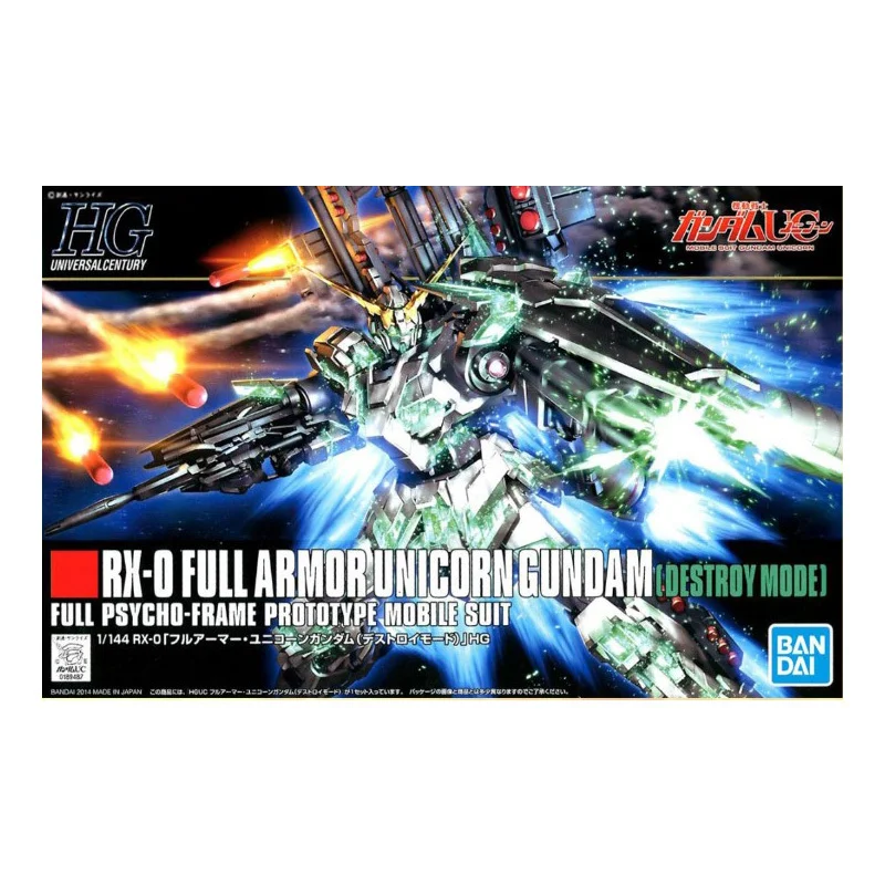 Bandai Gundam Model Kit Anime Figure HGUC RX-0 Full Armor Unicorn Destroy Mode Genuine Gunpla  Action Figure Toys for Children