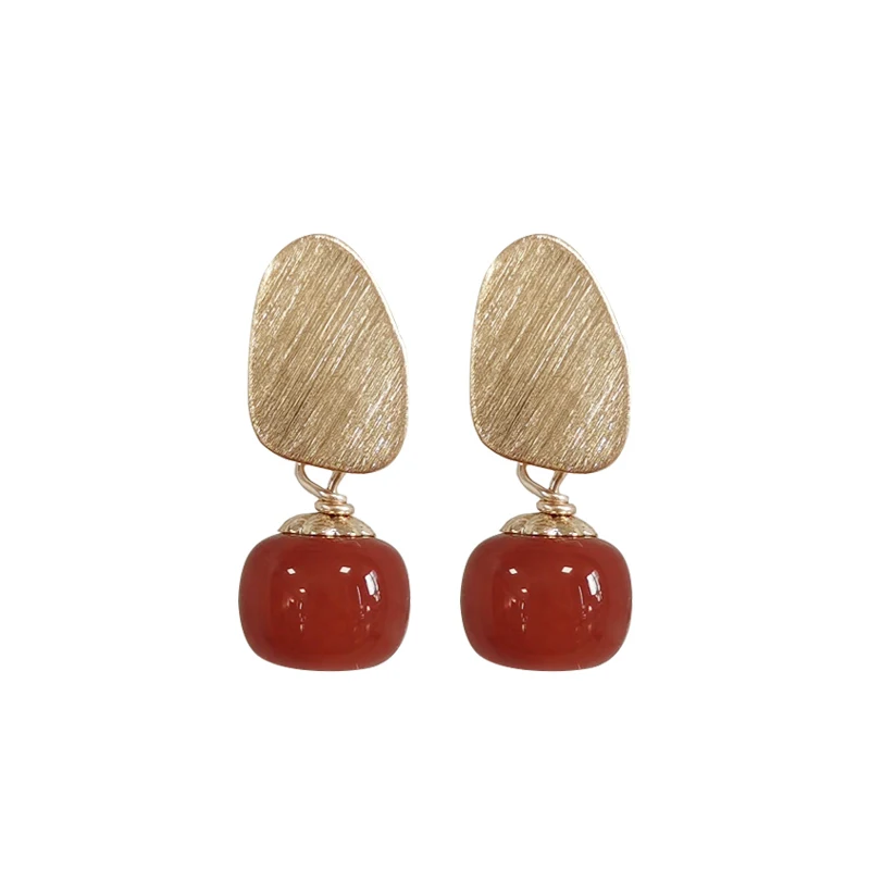 

New Persimmon Ruyi Agate Earrings Niche Earrings