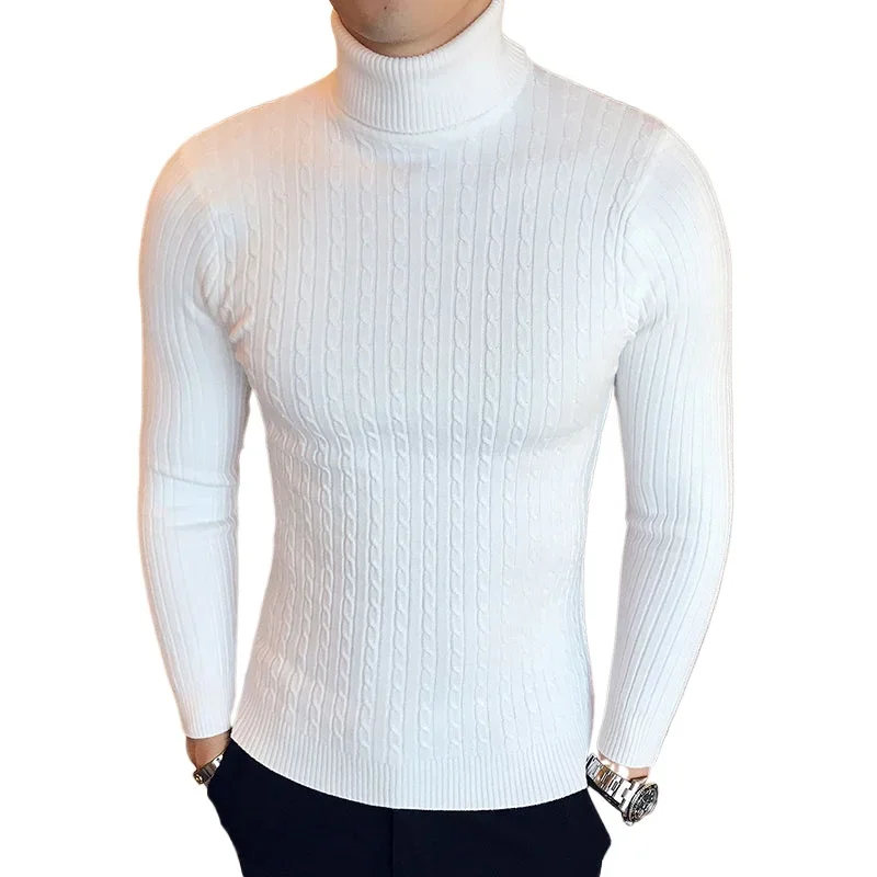 

Mens Turtleneck Sweater Slim Fit Knit Pullover Casual Autumn Warm Knitwear Outdoor Streetwear Fashion Long Sleeve Thermal Top