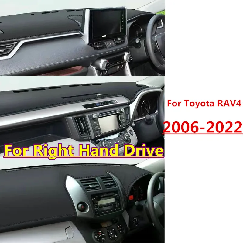 PU Leather RHD Dashboard Cover Dash Pretector Anti-Slip Mat Trim Dashmat Carpet For Toyota RAV4 2006-2022