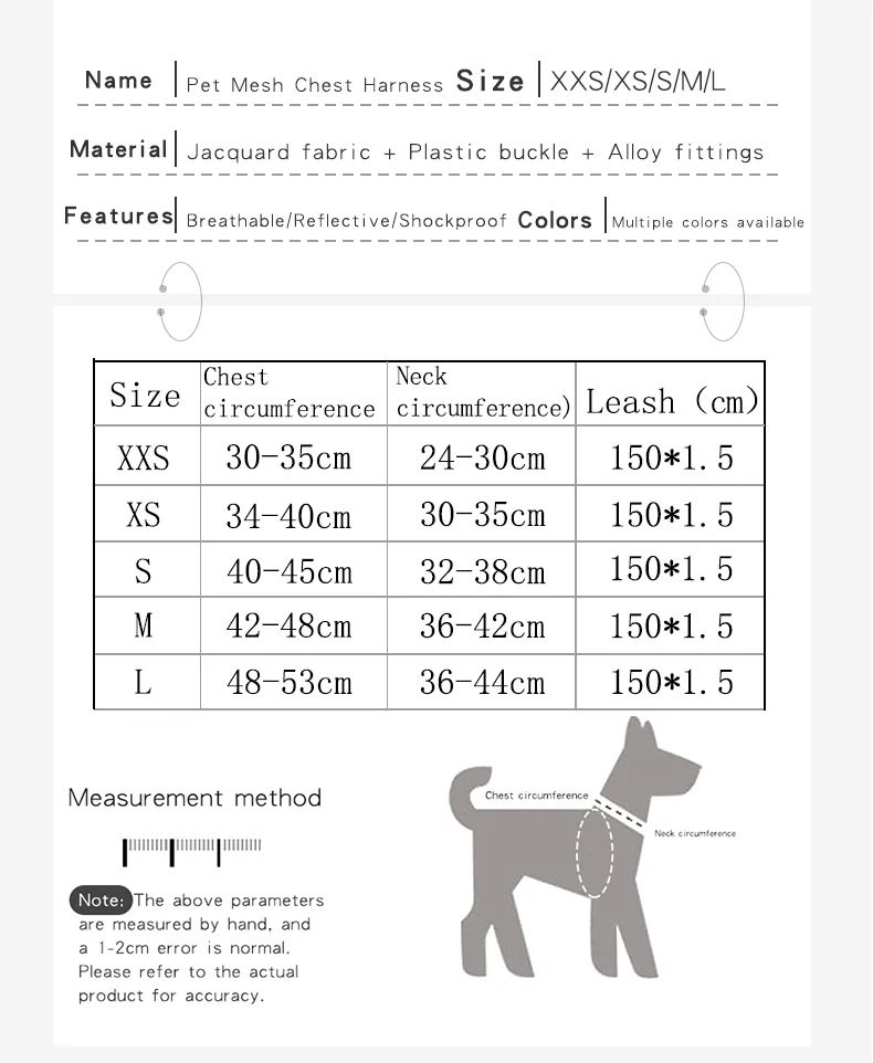 HP214Step In Magic Tape, malla transpirable ajustable sin tirones, conjunto de arnés para exteriores para perros pequeños y medianos