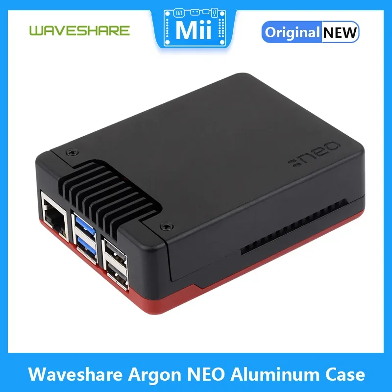 Waveshare Argon NEO Aluminum Alloy Case for Raspberry Pi 5, Built-in Cooling Fan, Removable Top Cover Raspberry Pi 5 case