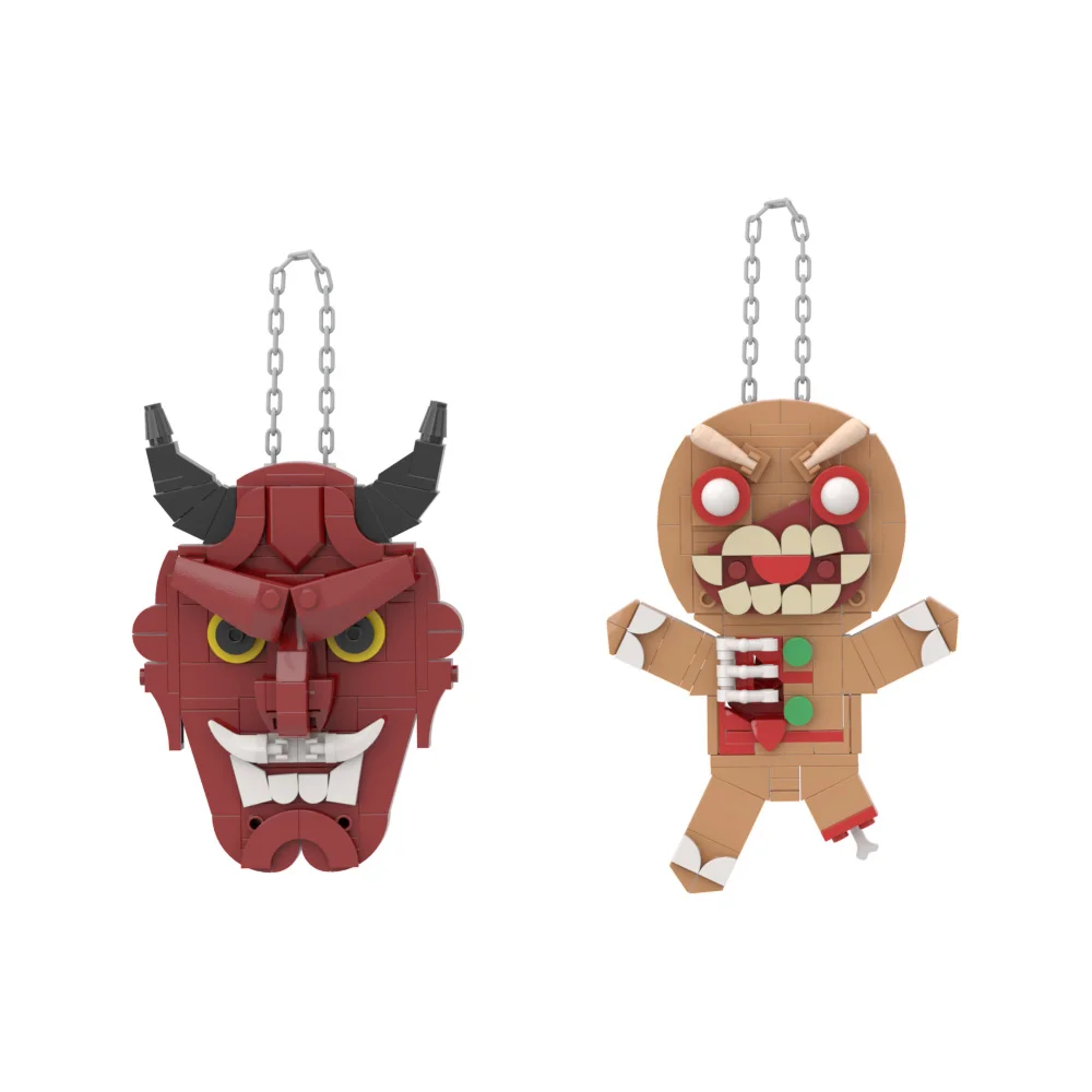 MOC Horror Pendant Bricks Halloween Horror Pendant Building Blocks Model Desktop Decoration Assembly Toys Aldult Birthday Gifts