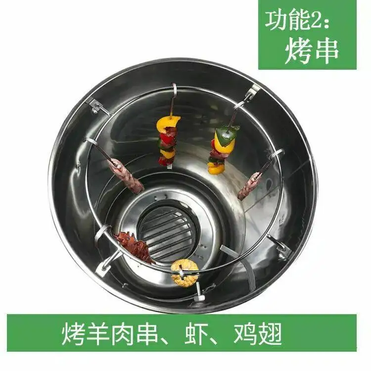 40-Inch Wide Charcoal BBQ Grill - Commercial Stainless Steel Rotisserie Oven for Chicken Duck & Lamb Skewers