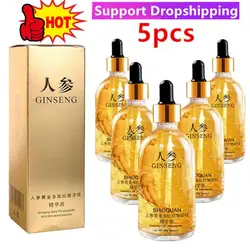 5Pcs 100ml Gold Ginseng Face Essence Polypeptide Anti-wrinkle Lightning Moisturizing Niacinamide Facial Serum for Skin Care