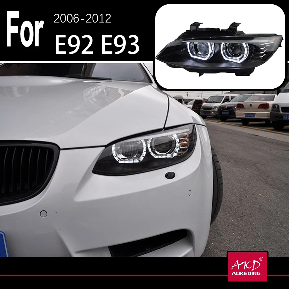 AKD Car Model for BMW E92 Headlights 2006-2012 E93 Headlight 330i 335i DRL Hid Head Lamp Angel Eye Bi Xenon Beam Accessories