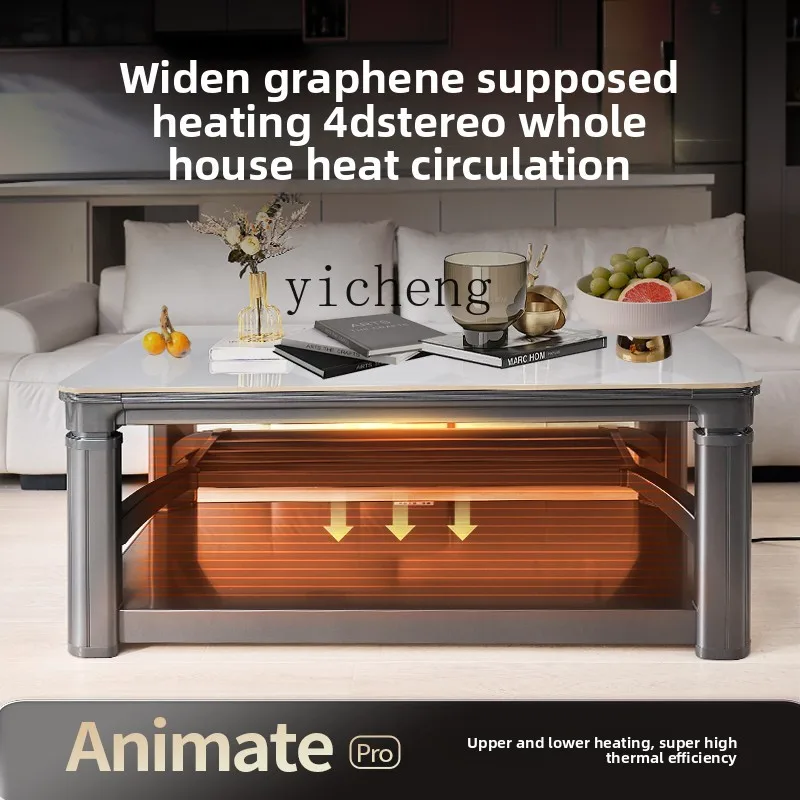 XL fire table lifting tea table one-body rock slab heating table living room household electric heating