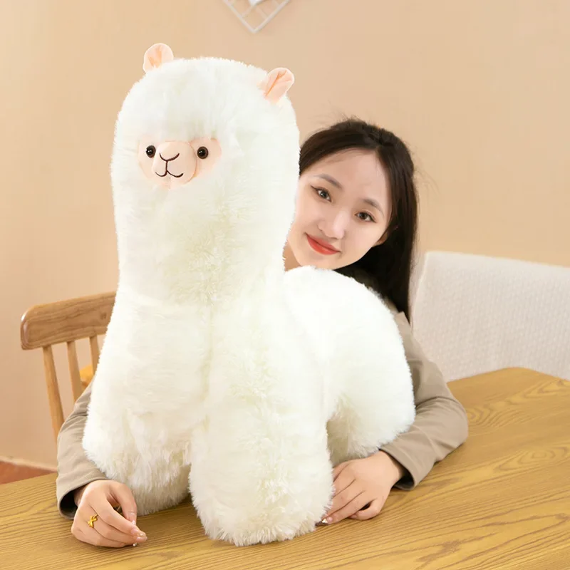 Adorável Brinquedo De Pelúcia Alpaca, Rosa e Branco, Recheado Macio, Lhama De Ovelha Bonito, Bonecas De Animais, Travesseiro Do Sono, Decoração De Cama De Casa, Presente, 40 cm, 50 cm, 60cm