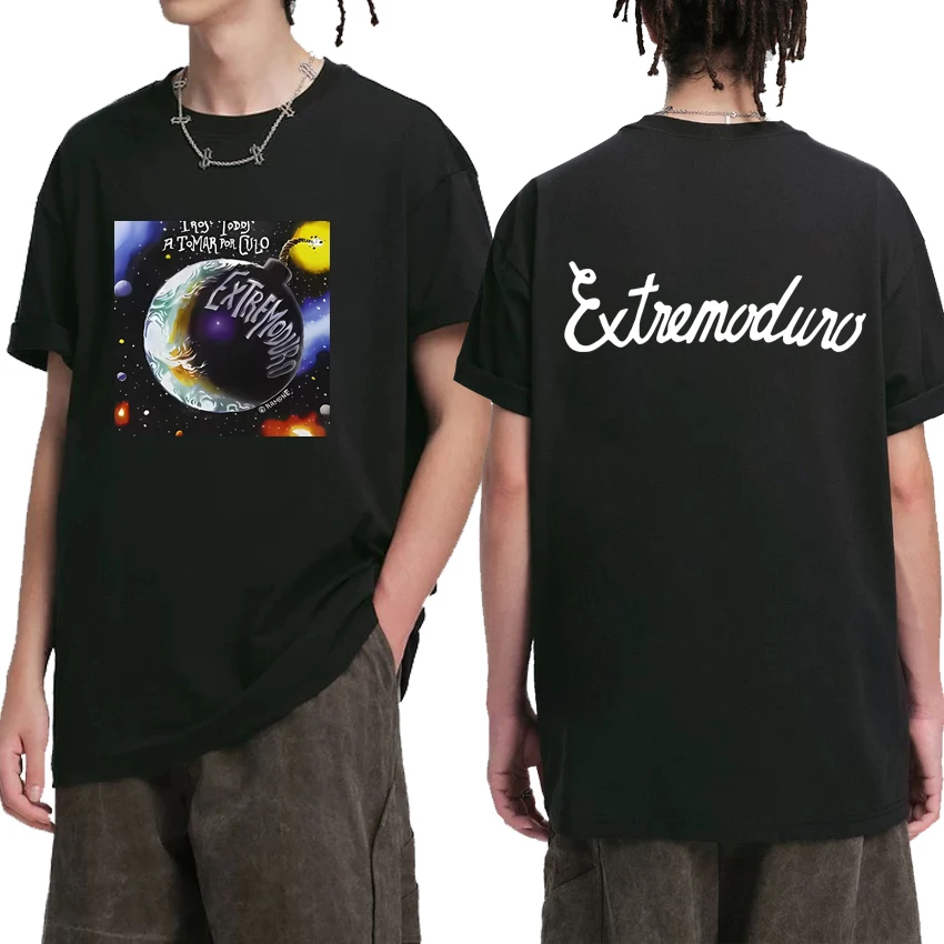 

2025 Hot Sale Rock Band EXTREMODURO Tour Graphics T shirt Unisex Hip Hop punk Tops Men Women 100% Cotton short sleeve T-shirts