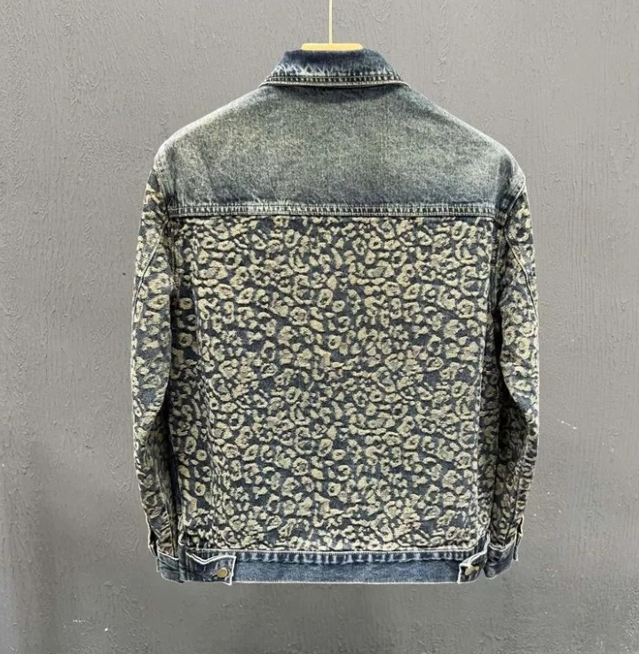 Men's Trendy Cool Korean Style Denim Jacket Patchwork Top for Spring Autumn Fashion Personality Design
