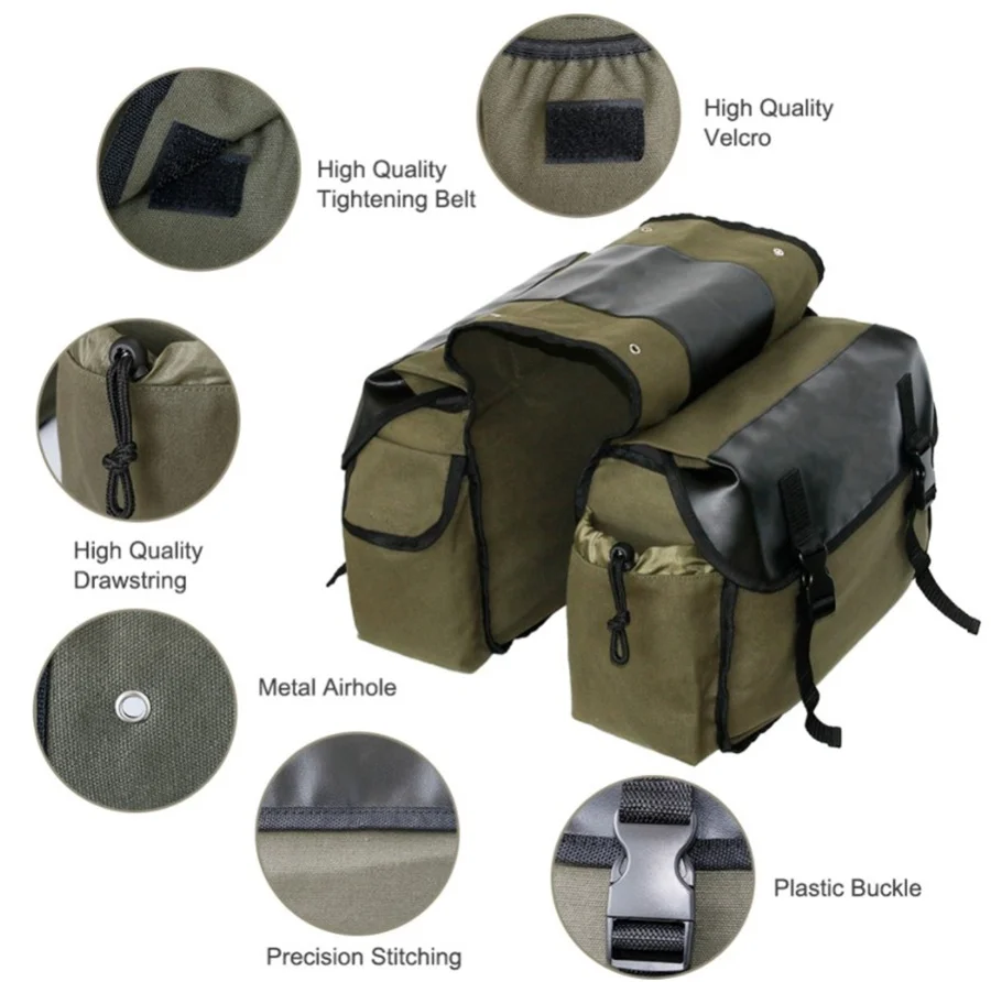 Canvas Leather Rear Saddlebag Motorcycle Tail Side Luggage Tool Storage Bags For Suzuki Boulevard M109R VZR 1800 M90 M50 C90 C50