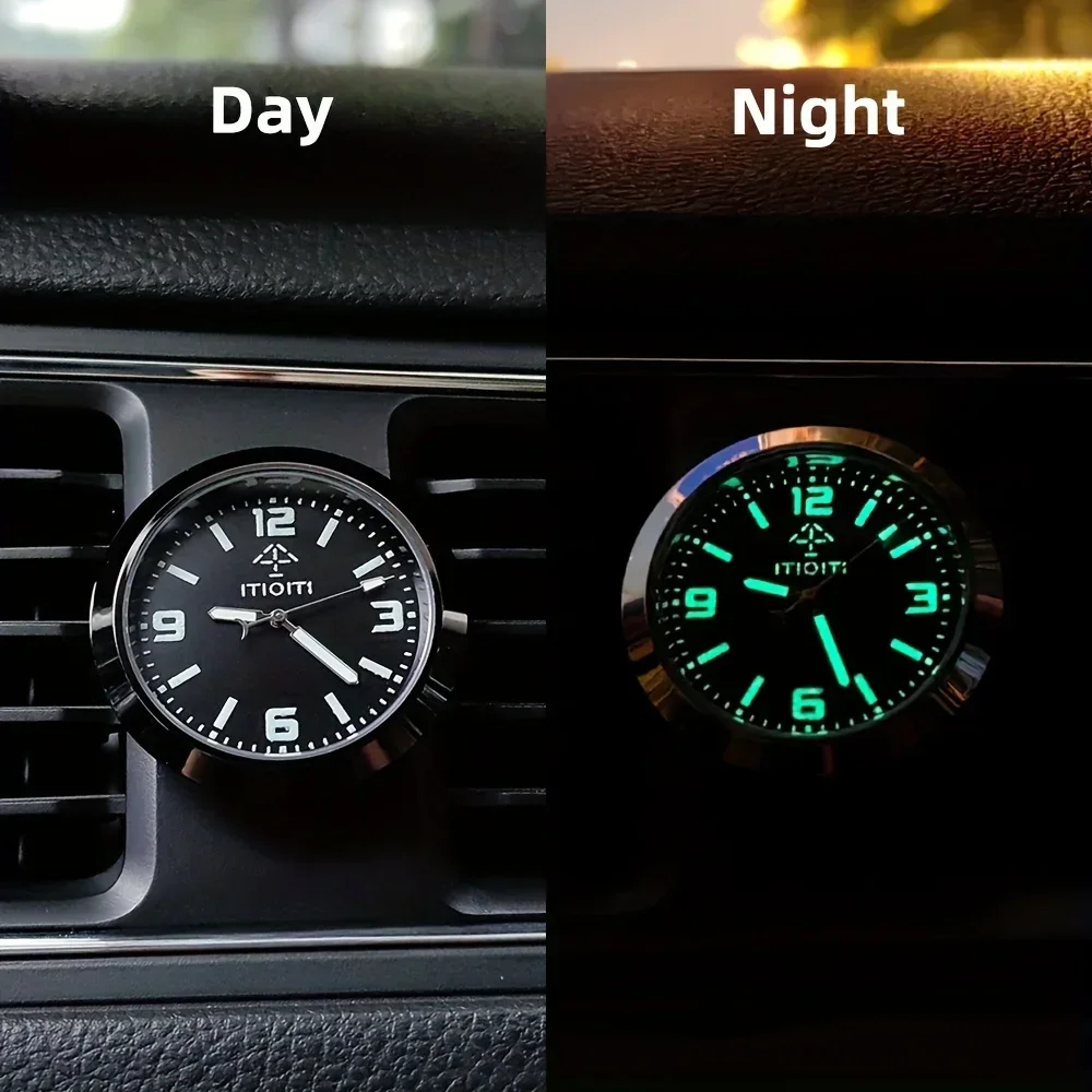 Car Clock Luminous Auto Ornament Mini Automobiles Internal Stick-On Digital Watch Mechanics Quartz Clocks 40mm 43mm