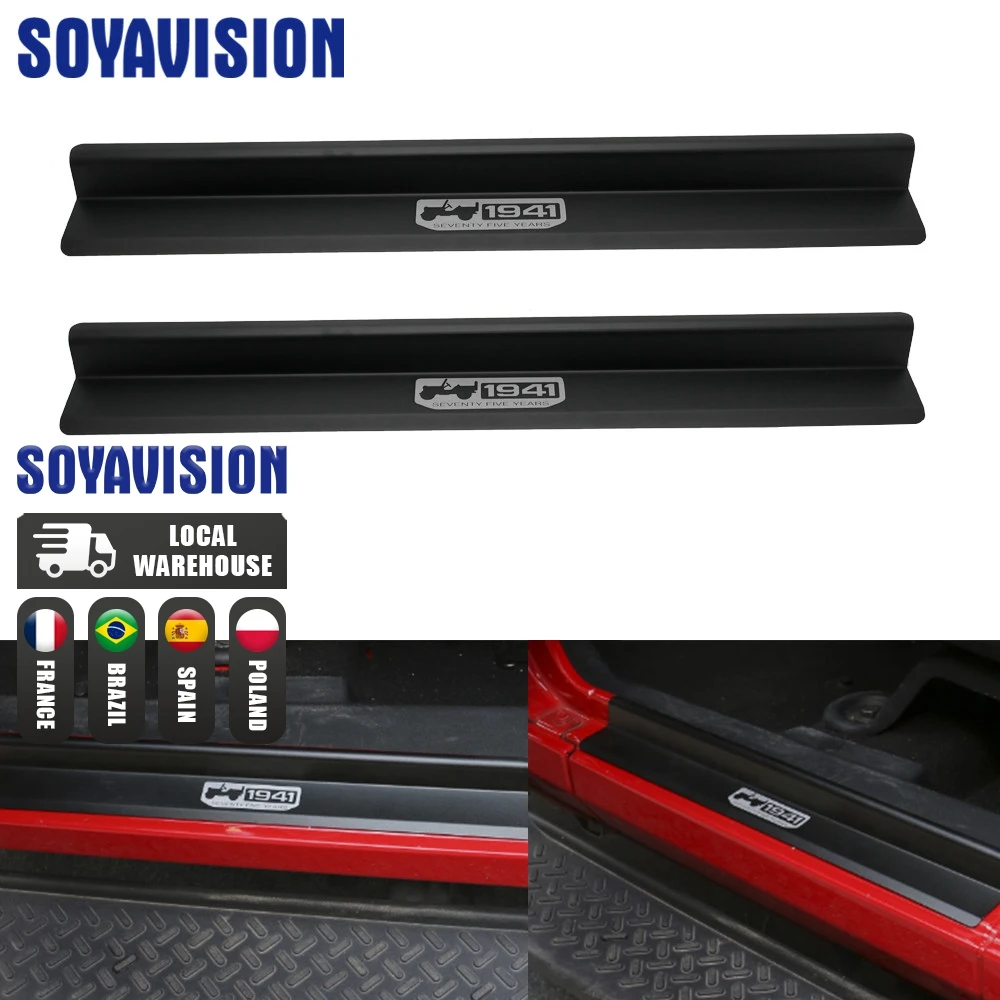 2/4 Pcs Door Entry Sill Protector Pedal Scuff Plate Guards For Jeep Wrangler JK 2007-2017 Black Front Rear Car Accessories