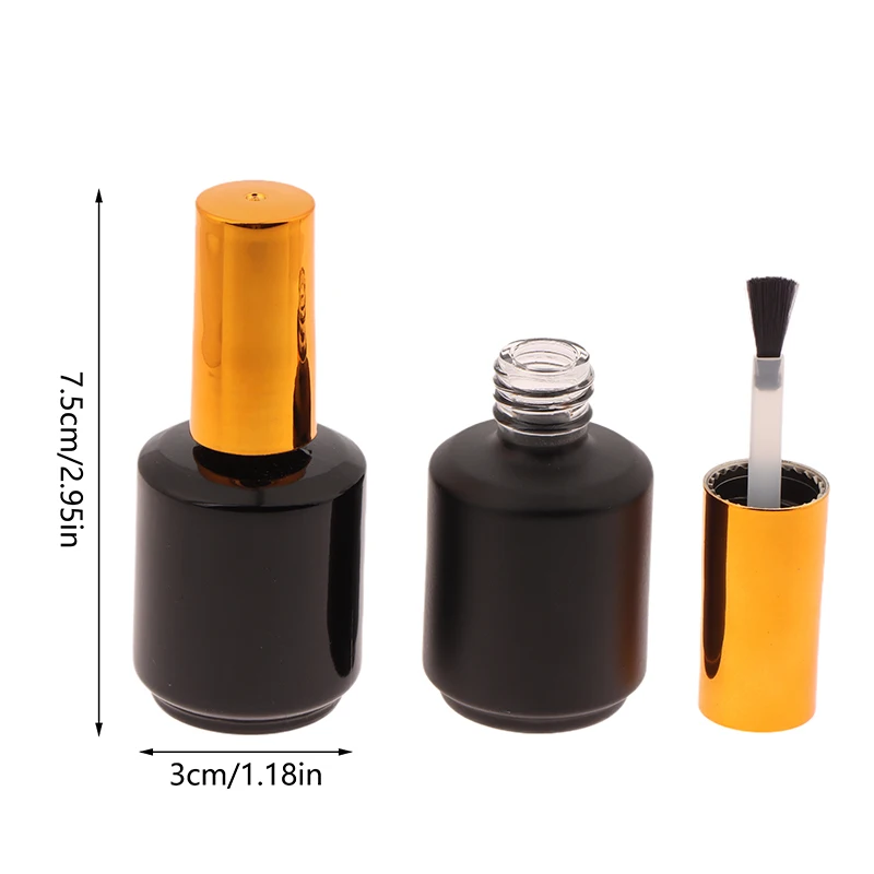 15ml vazio unha polonês garrafa com escova capa de ouro recarga garrafa cola pequena amostra gel polonês recipientes vidro