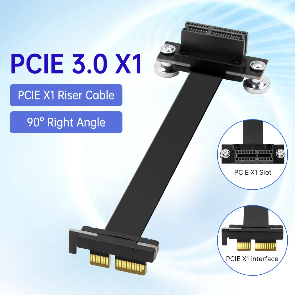 10 cm PCIE 3.0-Verlängerungskabel PCI-E 1 x auf 1 x flexibler Riser-Kartenadapter, vergoldetes Grafikkarte-Flachbandkabel für Bergbau-GPU