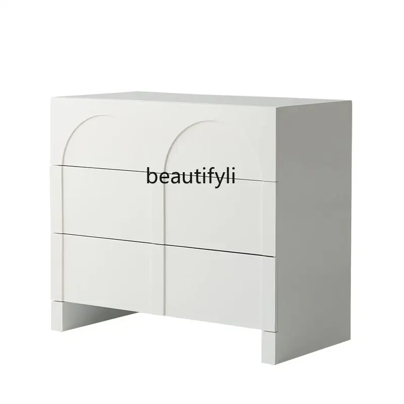 

Nordic Side Cabinet Storage Cabinet Simple Modern Side Cabinet Silent Style Bedroom Chest of Drawers Living Room Cream Color