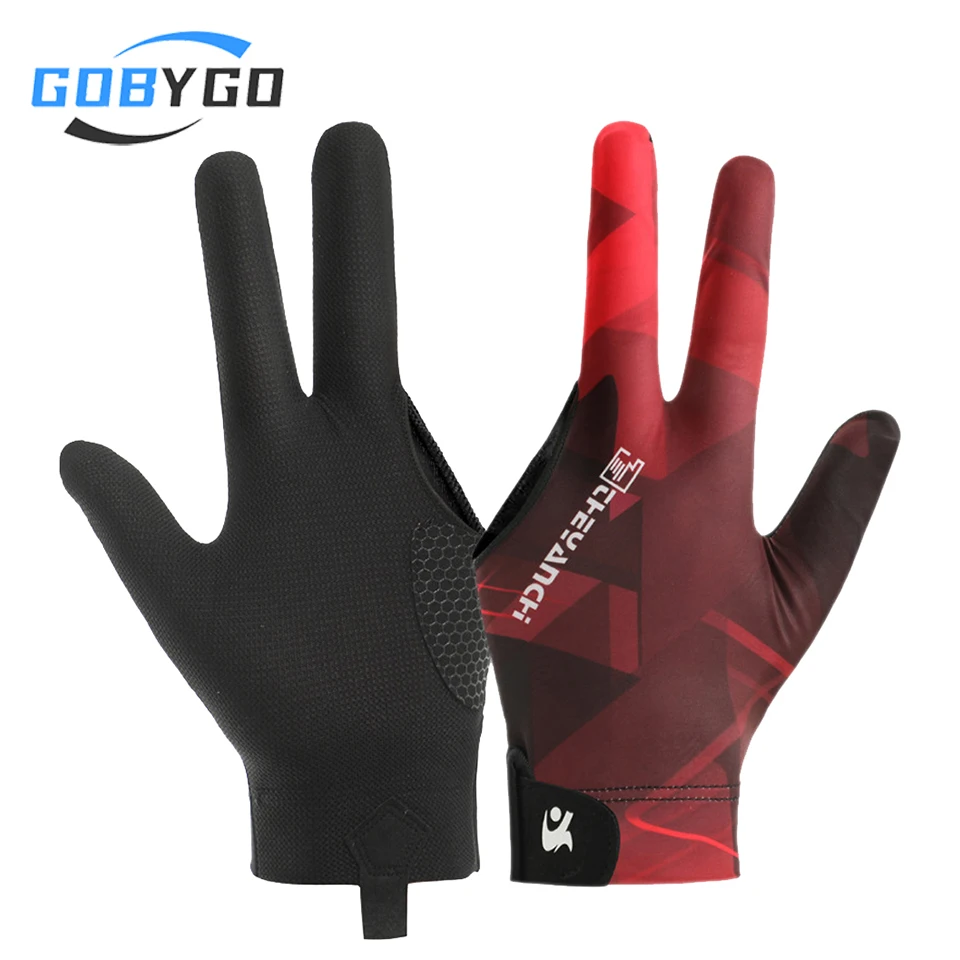 GOBYGO 1Pcs Lightweight Billiard Gloves High Elastic Permeability Silicone Anti-slip Snooker Long Fingers Sports Gloves Unisex