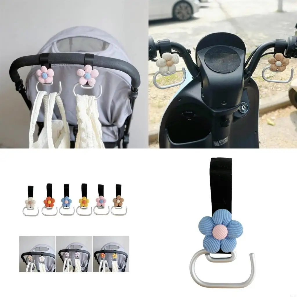 

54DF Pushchair Holder Accessories Flower Baby Pram Hook Hanging 360 Degree Rotating Cart Storage Hanger