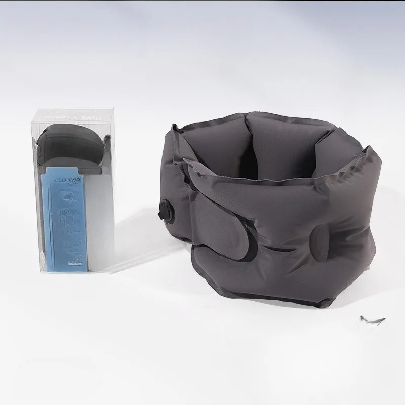 Creative Press-to-Inflate U-Shaped Cervical Support Pillow Portable Travel Airplane Neck Pillow with Storage Bag