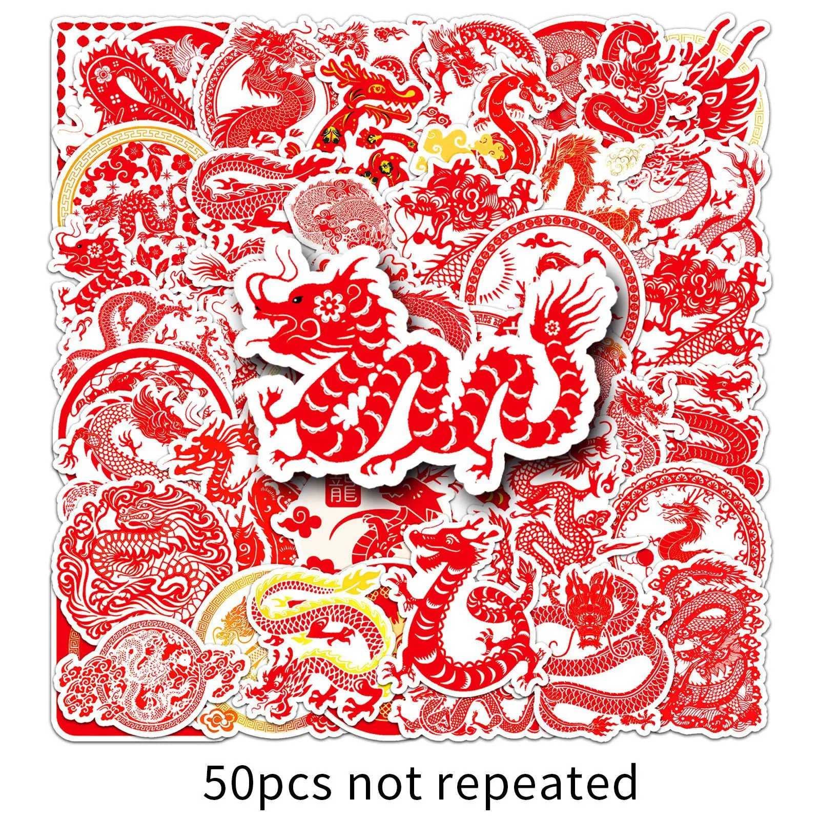 10/50PCS Chinese Dragon Series Graffiti Stickers Suitable for Laptop Phone Helmets Desktop Guitar Decoration DIY Stickers Toys