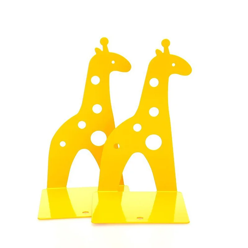 Cute Cartoon Giraffe Shape Non Skid Bookends Bookends For Shelves For Kids Gift Decoration Art Gift (Yellow)