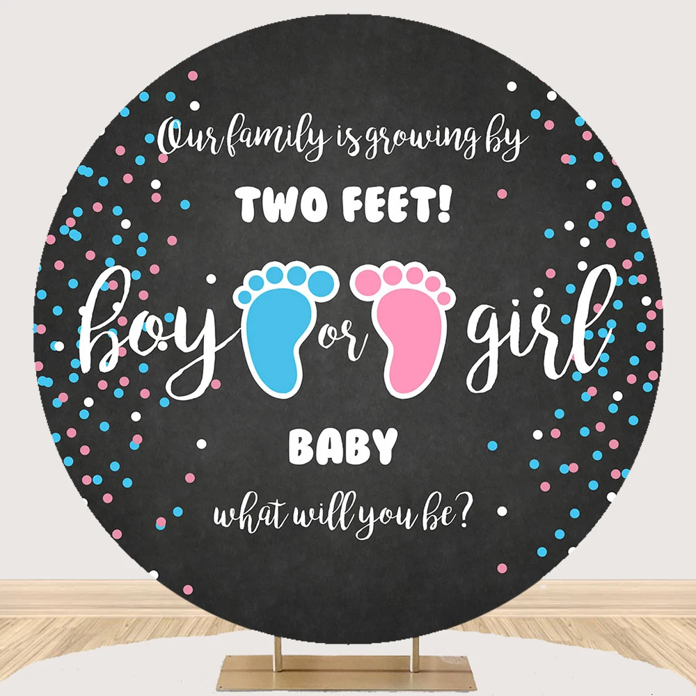 Baby Gender Reveal Party Round Photography Background Prop Boy Girl Birthday Various Custom Backdrop Newborn Portrait Studio