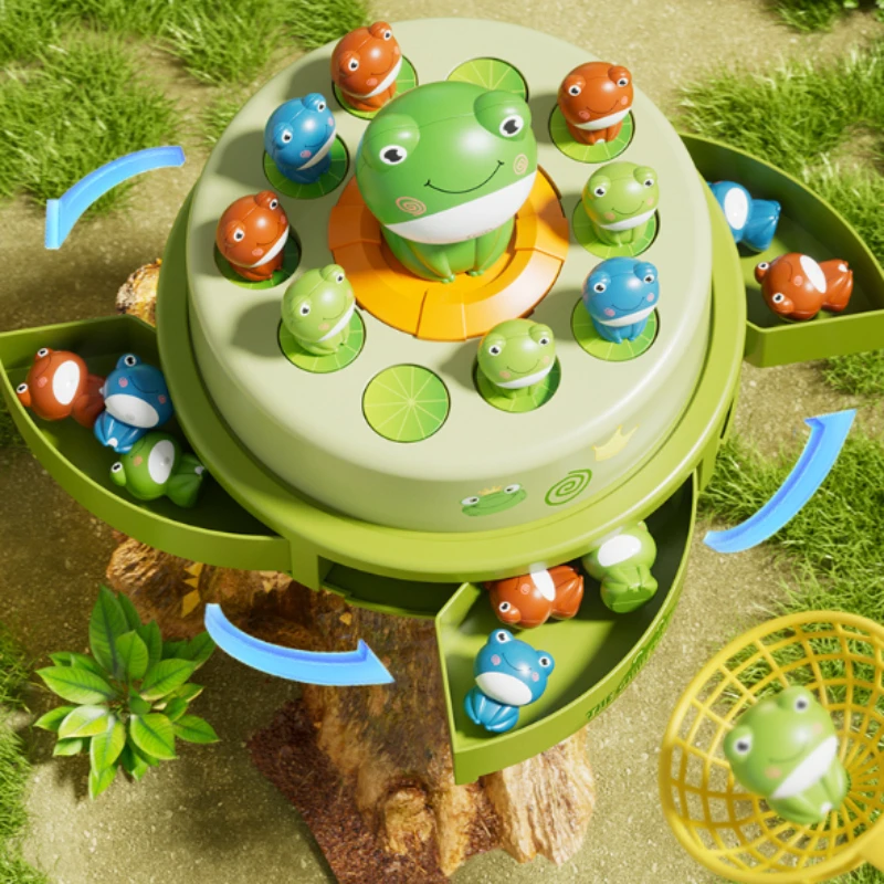 Elektryczna katapulta żaba, karuzela dla dzieci z muzyką i skacząca żaba, zabawka edukacyjna, interaktywna gra rodzic-dziecko, prezent dla dziecka.