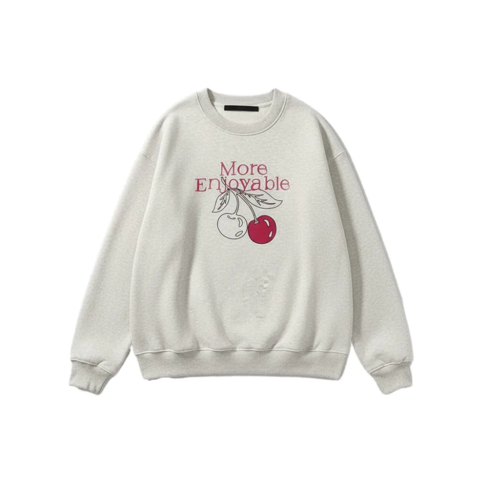 Printed Long Sleeve Fleece Top Loose Korean Ins Autumn Hoodie Top Sweet Cherry Girls Clothing Sweatshirts for Women Streetwear