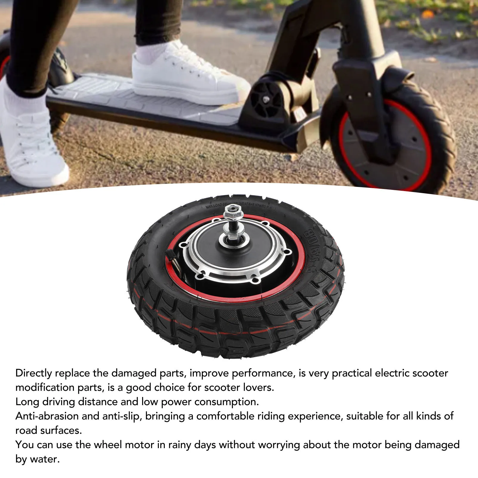 Silnik elektryczny do hulajnogi, tylna kółka z metalowo-gumowym wałem, silnik napędowy tylnego koła hulajnogi, cichy, łatwy montaż, 48V 800W do modernizacji