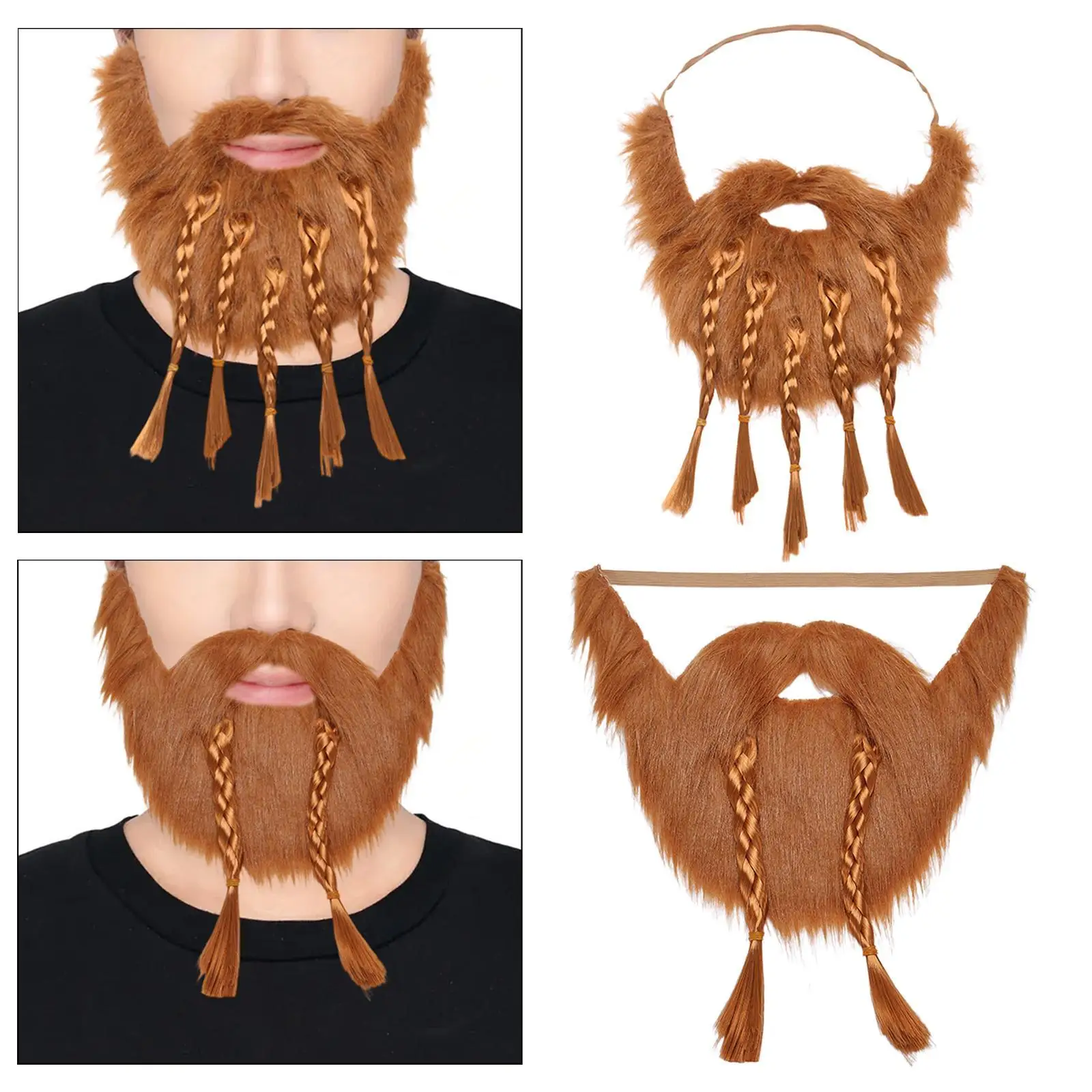 Realistic Fake Beard Polyester Costume Accessory for Men Masquerade Halloween Party and Cosplay Disguise