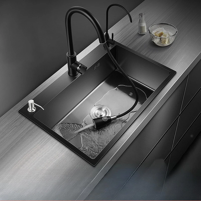 

Кухонная мойка из нержавеющей стали 304, большая одинарная чаша, двойная чаша, звукоизоляционная раковина, простая установка, устойчивая к ржавчине мебель